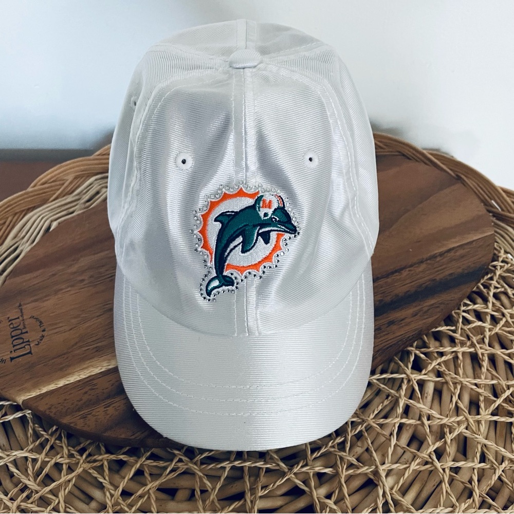 Reebok Miami Dolphins Vintage Satin emblem baseball cap with small rhinestones
